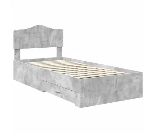 Lovos Rėmas Betono Pilka 90 X 190 Cm Apdirbta Mediena