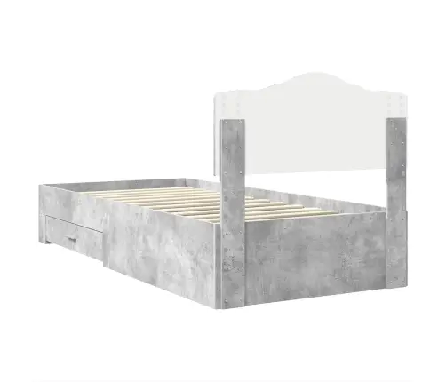 Lovos Rėmas Betono Pilka 90 X 190 Cm Apdirbta Mediena