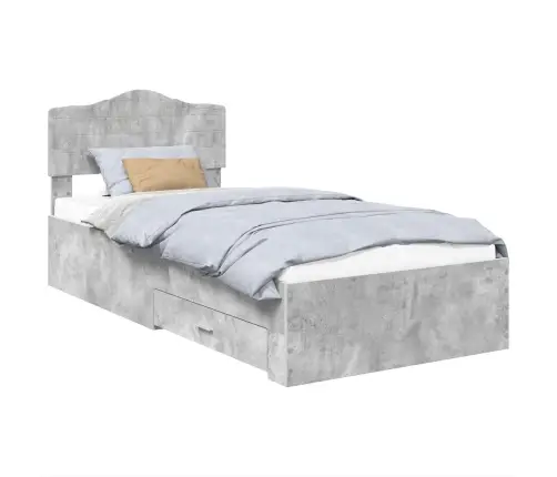 Lovos Rėmas Betono Pilka 90 X 190 Cm Apdirbta Mediena