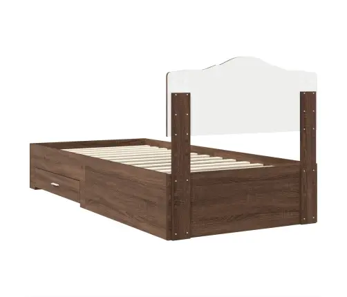 Gultas Rāmis Brūns Ozols 90 X 190 Cm Inženierijas Koks Vidaxl