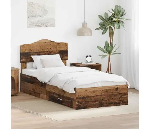 Voodi Raam Peaga Sahtliga Vana Puit 90 X 190 Cm Tehispuit