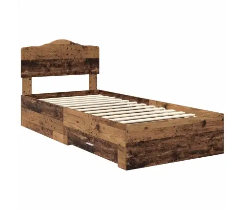 Voodi Raam Peaga Sahtliga Vana Puit 90 X 190 Cm Tehispuit