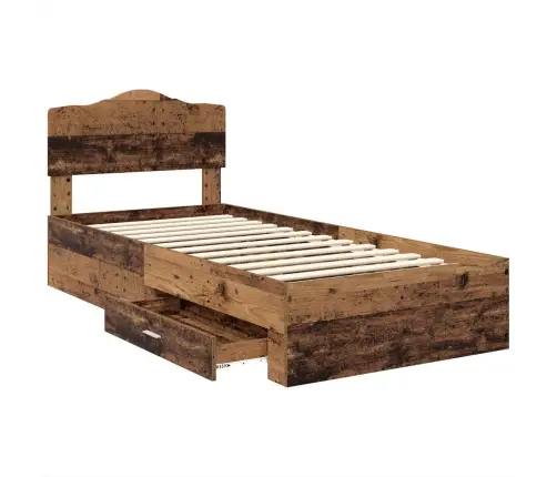 Voodi Raam Peaga Sahtliga Vana Puit 90 X 190 Cm Tehispuit