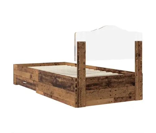 Voodi Raam Peaga Sahtliga Vana Puit 90 X 190 Cm Tehispuit