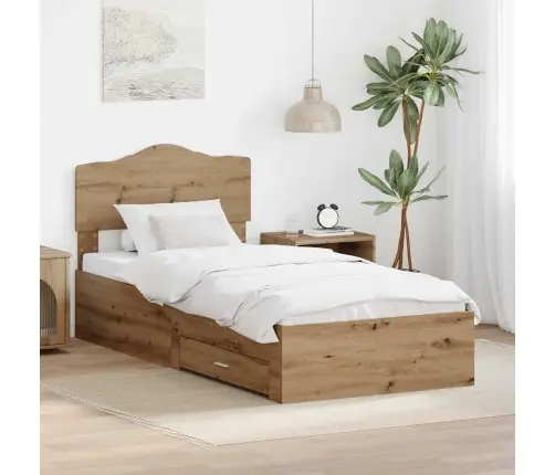 Gultas Rāmis Artisānā Ozols 90 X 190 Cm Inženierijas Koks Vidaxl