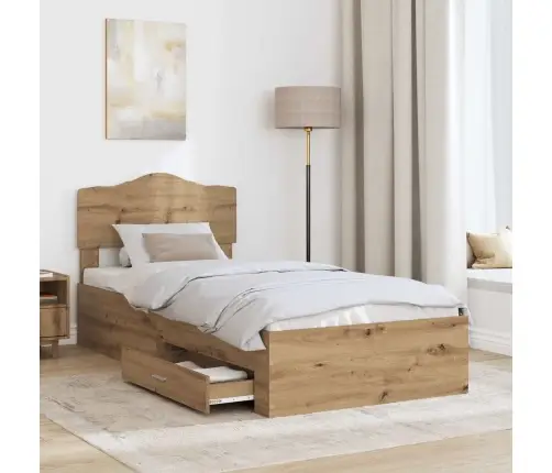 Gultas Rāmis Artisānā Ozols 90 X 190 Cm Inženierijas Koks Vidaxl