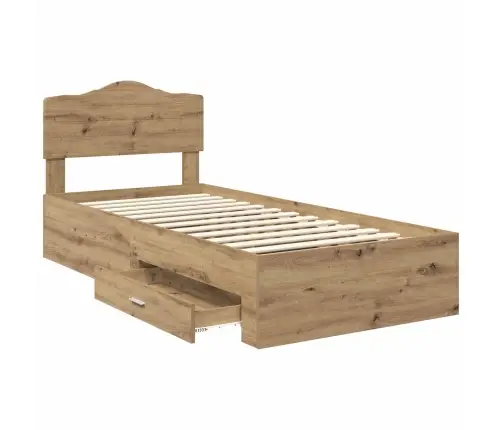 Gultas Rāmis Artisānā Ozols 90 X 190 Cm Inženierijas Koks Vidaxl