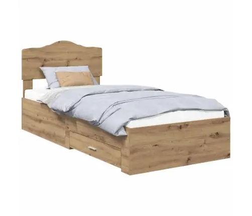 Gultas Rāmis Artisānā Ozols 90 X 190 Cm Inženierijas Koks Vidaxl