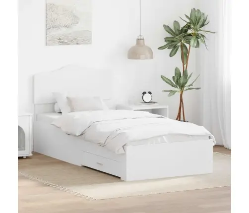 Voodi Raam Peaga Sahtliga Valge 75 X 190 Cm Tehispuit