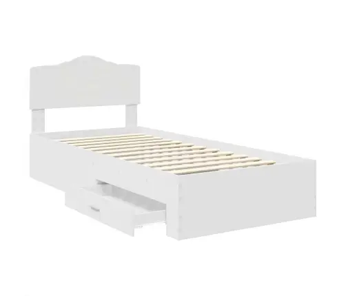 Voodi Raam Peaga Sahtliga Valge 75 X 190 Cm Tehispuit