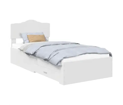 Voodi Raam Peaga Sahtliga Valge 75 X 190 Cm Tehispuit