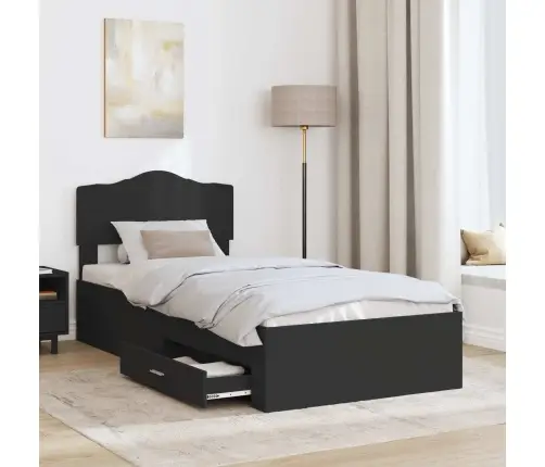 Gultas Rāmis Ar Atvilktni Melna 75 X 190 Cm Inženierijas Koks Vidaxl