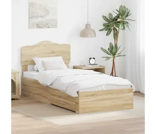 Gultas Rāmis Sonoma Ozols 75 X 190 Cm Inženierijas Koks Vidaxl