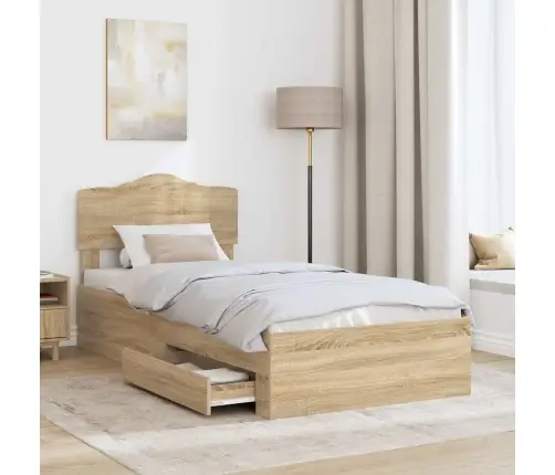 Gultas Rāmis Sonoma Ozols 75 X 190 Cm Inženierijas Koks Vidaxl