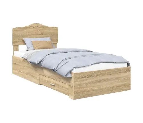 Gultas Rāmis Sonoma Ozols 75 X 190 Cm Inženierijas Koks Vidaxl