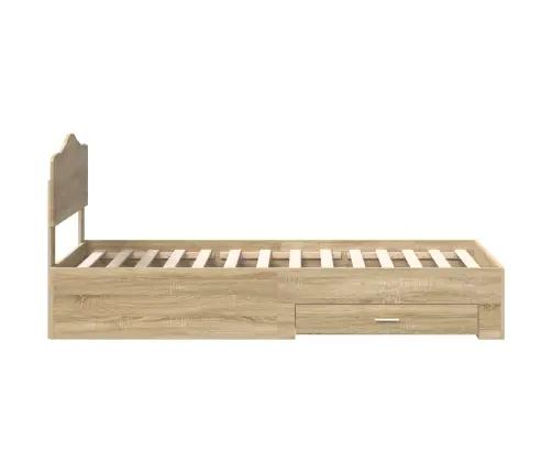 Gultas Rāmis Sonoma Ozols 75 X 190 Cm Inženierijas Koks Vidaxl