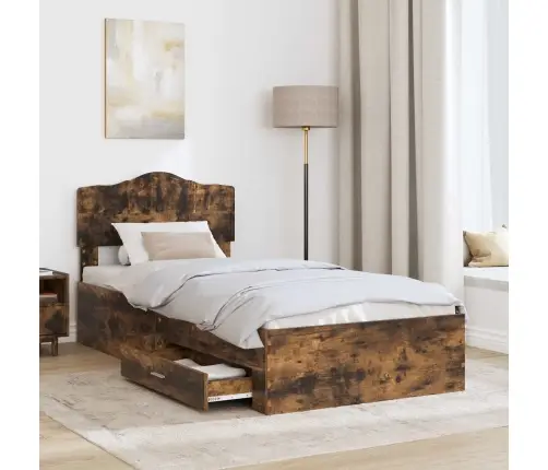 Gultas Rāmis Dūmaka Ozols 75 X 190 Cm Inženierijas Koks Vidaxl