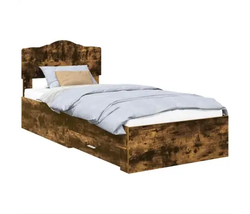 Gultas Rāmis Dūmaka Ozols 75 X 190 Cm Inženierijas Koks Vidaxl