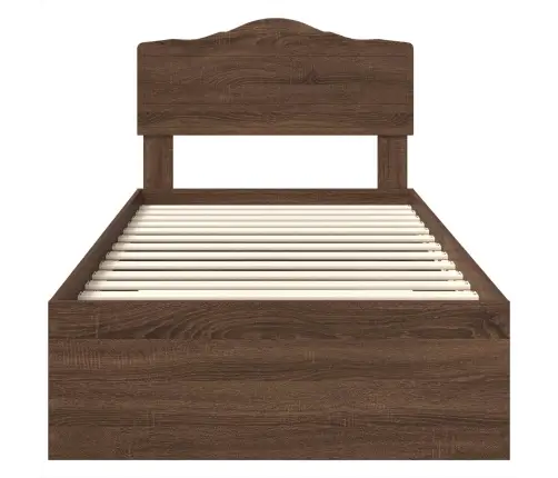 Gultas Rāmis Brūns Ozols 75 X 190 Cm Inženierijas Koks Vidaxl