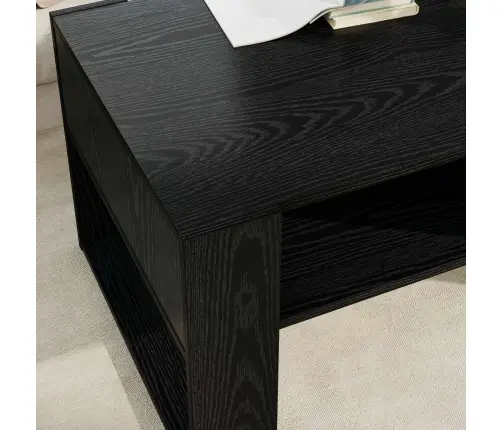 Kafijas Galdiņš Ar Uzglabāšanu Melns Ozolkoks 92 X 53 X 45 Cm Vidaxl