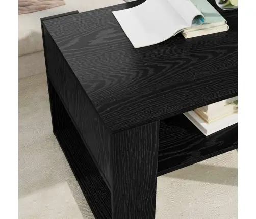 Kafijas Galdiņš Ar Uzglabāšanu Melns Ozolkoks 66 X 53 X 45 Cm Vidaxl