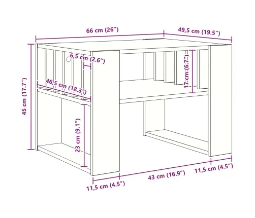 Kafijas Galdiņš Balts 66 X 49,5 X 45 Cm Inženierijas Koks Vidaxl