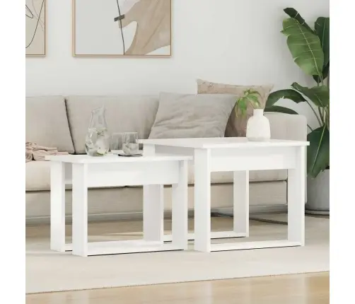 Kohvilauda Komplekt 2 Pcs Valge Tehispuit