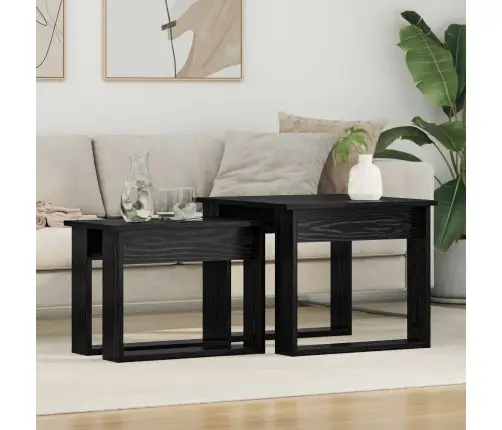 Kohvilauda Komplekt 2 Pcs Must Tamm Tehispuit