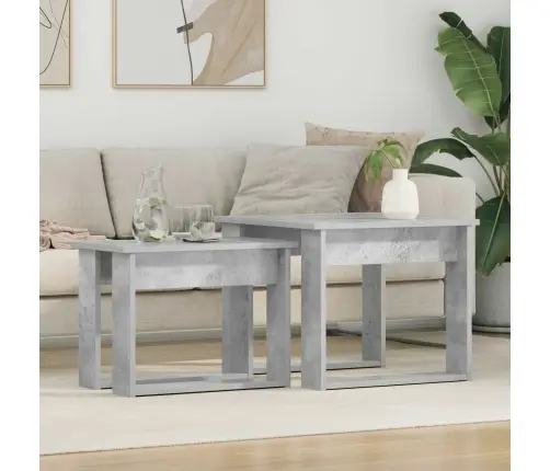 Kohvilauda Komplekt 2 Pcs Betoonhall Tehispuit