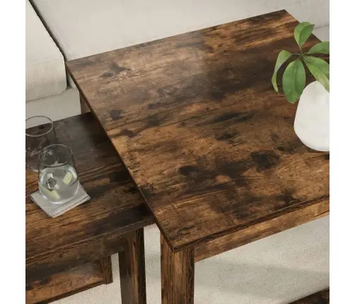 Kafijas Galda Komplekts 2 Pcs Dūmaka Ozols Inženierijas Koks Vidaxl