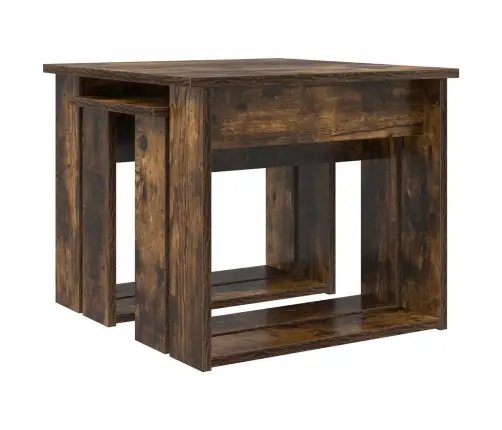 Kafijas Galda Komplekts 2 Pcs Dūmaka Ozols Inženierijas Koks Vidaxl