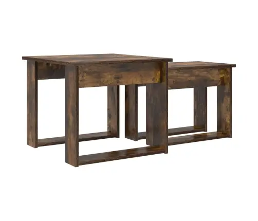 Kafijas Galda Komplekts 2 Pcs Dūmaka Ozols Inženierijas Koks Vidaxl