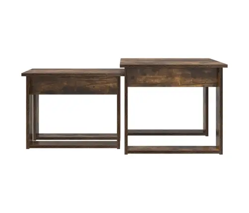 Kafijas Galda Komplekts 2 Pcs Dūmaka Ozols Inženierijas Koks Vidaxl