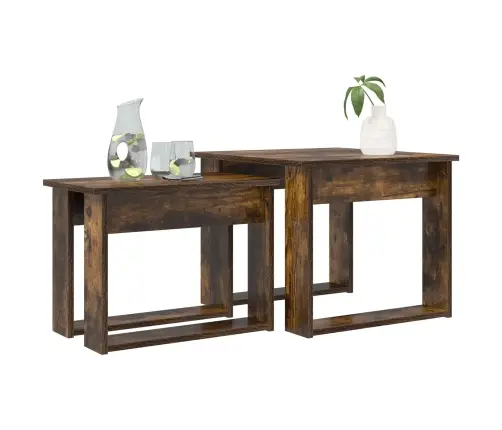 Kafijas Galda Komplekts 2 Pcs Dūmaka Ozols Inženierijas Koks Vidaxl