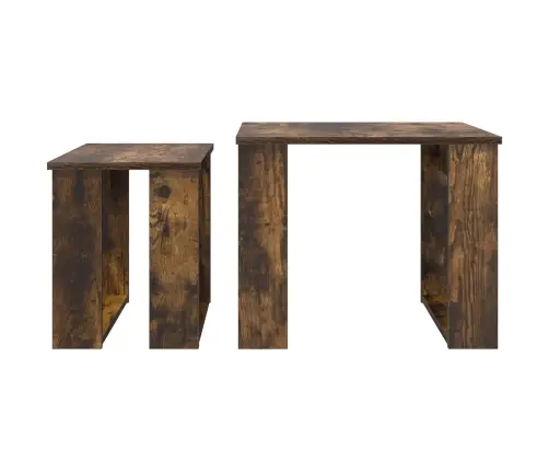 Kafijas Galda Komplekts 2 Pcs Dūmaka Ozols Inženierijas Koks Vidaxl