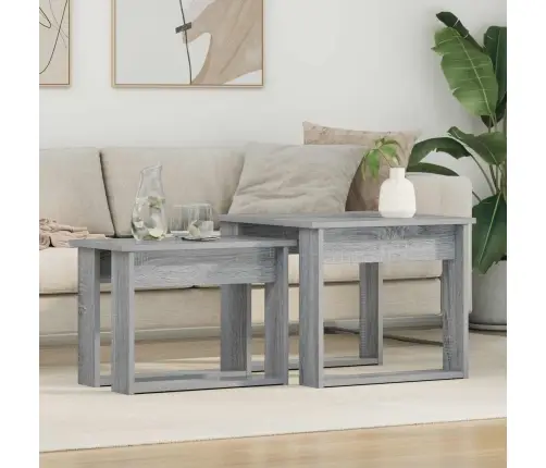 Kafijas Galda Komplekts 2 Pcs Pelēks Sonoma Inženierijas Koks Vidaxl