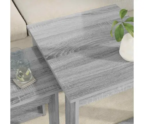 Kafijas Galda Komplekts 2 Pcs Pelēks Sonoma Inženierijas Koks Vidaxl