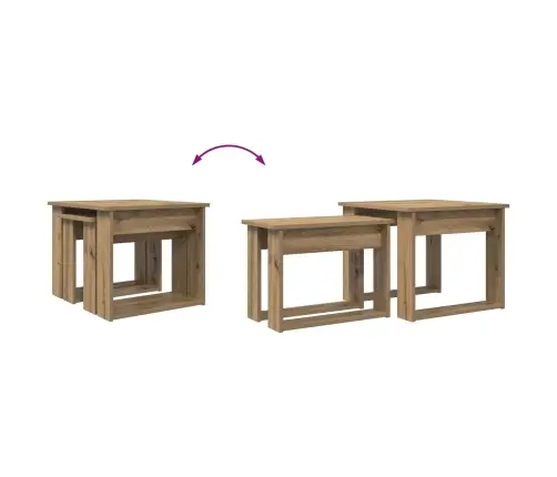 Kafijas Galda Komplekts 2 Pcs Artisānā Ozols Inženierijas Koks Vidaxl