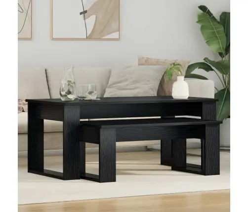 Kafijas Galda Komplekts 2 Pcs Melns Ozolkoks Inženierijas Koks Vidaxl