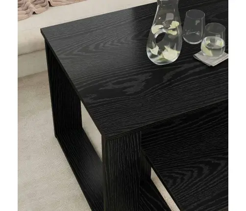 Kafijas Galda Komplekts 2 Pcs Melns Ozolkoks Inženierijas Koks Vidaxl