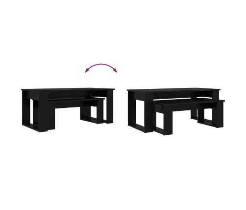 Kafijas Galda Komplekts 2 Pcs Melns Ozolkoks Inženierijas Koks Vidaxl