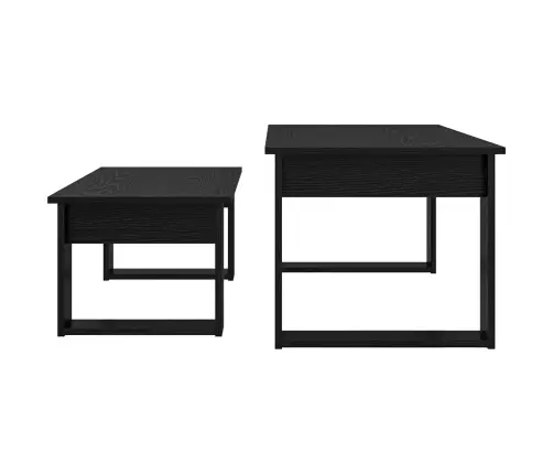 Kafijas Galda Komplekts 2 Pcs Melns Ozolkoks Inženierijas Koks Vidaxl