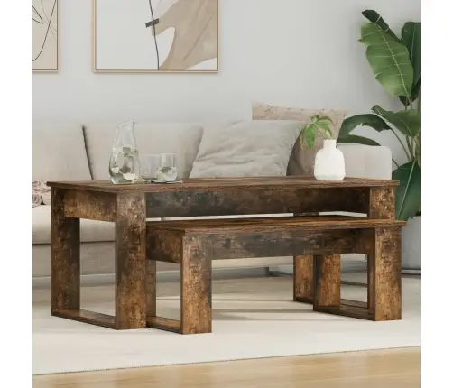 Kohvilauda Komplekt 2 Pcs Suitsetatud Tamm Tehispuit