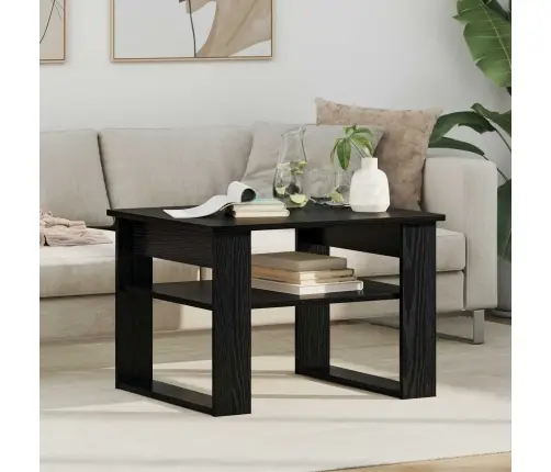 Kafijas Galdiņš Ar Uzglabāšanu Melns Ozolkoks 64 X 54 X 44 Cm Vidaxl