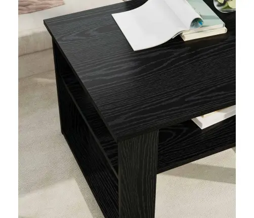 Kafijas Galdiņš Ar Uzglabāšanu Melns Ozolkoks 64 X 54 X 44 Cm Vidaxl