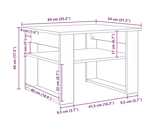 Kafijas Galdiņš Sonoma Ozols 64 X 54 X 44 Cm Inženierijas Koks Vidaxl
