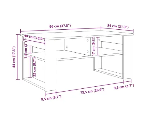 Kafijas Galdiņš Ar Uzglabāšanu Artisānā Ozols 96 X 54 X 44 Cm Vidaxl