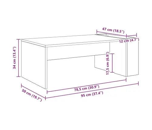 Kafijas Galdiņš Vecs Koks 95 X 50 X 34 Cm Inženierijas Koks Vidaxl