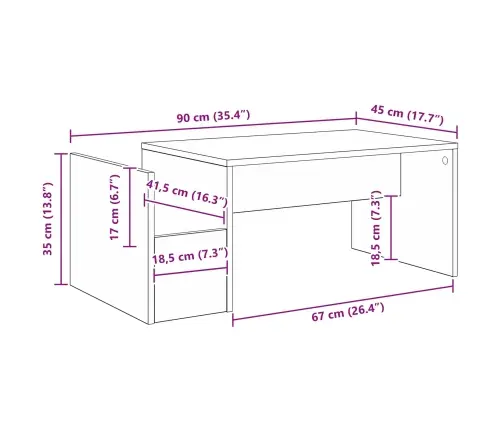 Kafijas Galdiņš Vecs Koks 90 X 45 X 35 Cm Inženierijas Koks Vidaxl