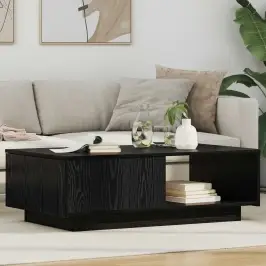 Kafijas Galdiņš Ar Atvilktni Melns Ozolkoks 95 X 55 X 31 Cm Vidaxl